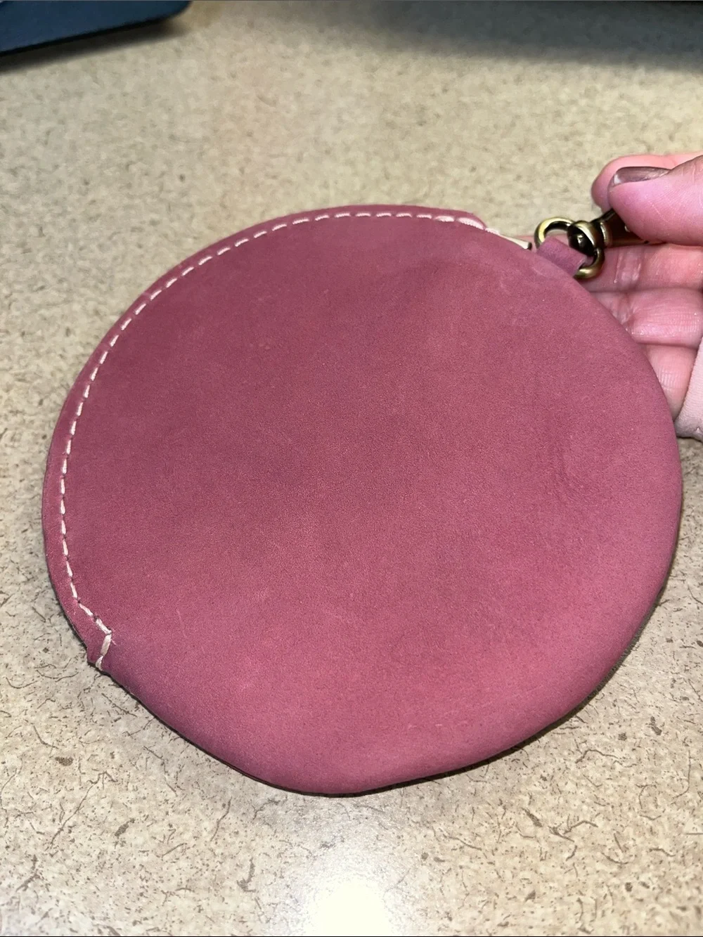 Portland Leather Round foxglove Coin Pouch with Tree Embossing - Picture 3 of 5
